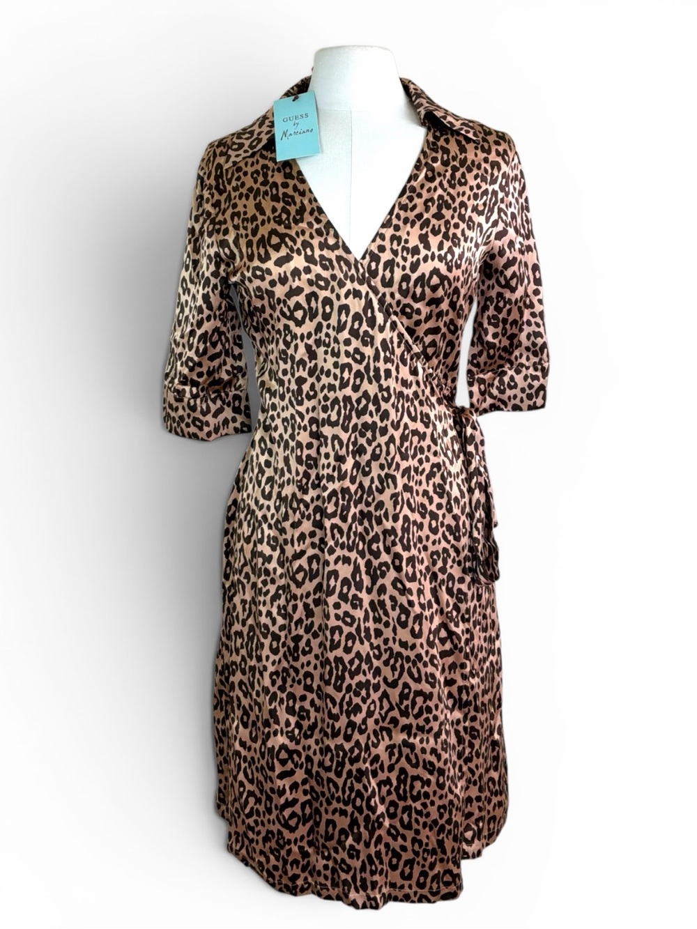 NWT Guess by Marciano 100% Silk wrap midi dress Size 46 (S-M)